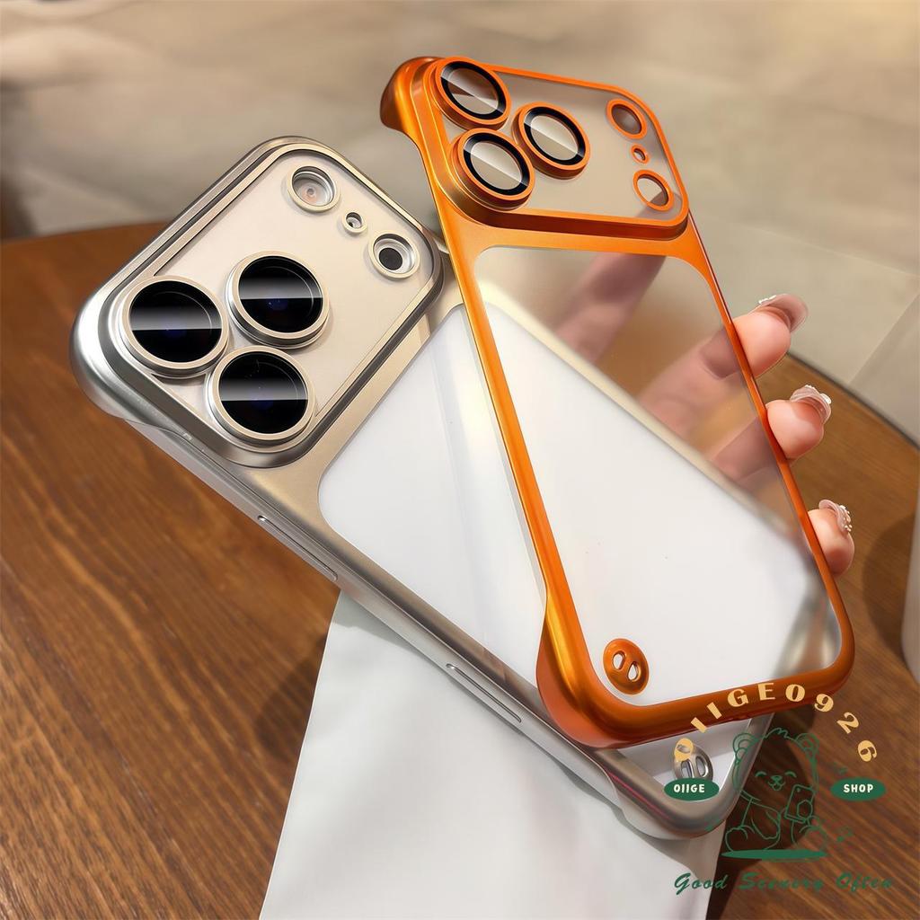 【 Ốp lưng iPhone17 】 Vỏ mạ mờ màu cam Không viền iPhone 17 Pro Max 16 15 14 13 12 cho vỏ iPhone Vỏ cứng PC chống sốc