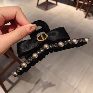 Mũ đội đầu nơ hai mặt màu đen kiểu Pháp Satin Kẹp tóc cao cấp