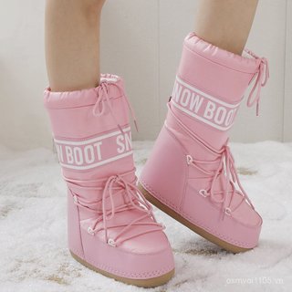 Giày trượt tuyết ngoài trời mùa đông, giày bốt cao cổ giữ ấm cho nữ