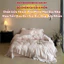 Bộ chăn ga gối chất liệu mềm mịn thướt tha MemMinbedding Luxury họa tiết in hoa nổi phối viền bèo - L41693