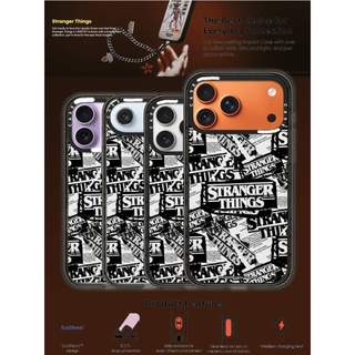 CASECASE X Stranger Things Logo Colle Case Black Edge Clear Hard Từ Hút Tác Động Dành Cho Apple IPhone 12 13 14 15 16 17 Pro Max Air Plus Có Hộp