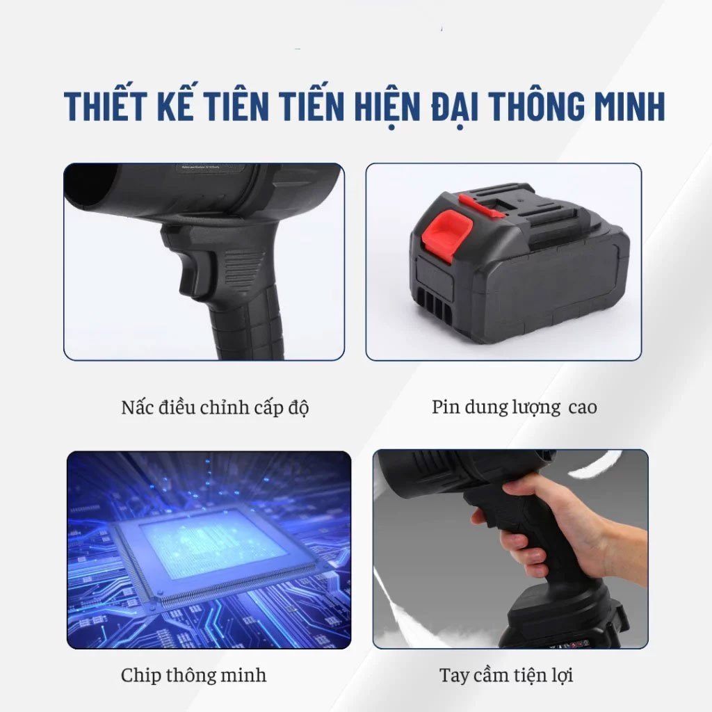 Máy thổi phản lực cầm tay siêu mạnh, Máy thổi cầm tay phản lực gắn pin phổ thông