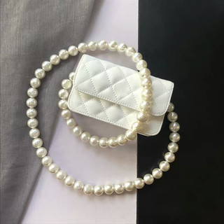 Túi vuông nhỏ dây chuyền ngọc trai kim cương phong cách Hàn Quốc