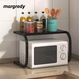 Giá lò vi sóng MARGREDY, Giá đựng đồ nhà bếp hai lớp đa chức năng, Giá sắp xếp mặt bàn kim loại tiết kiệm không gian dày dặn Tổ chức đồ dùng nhà bếp