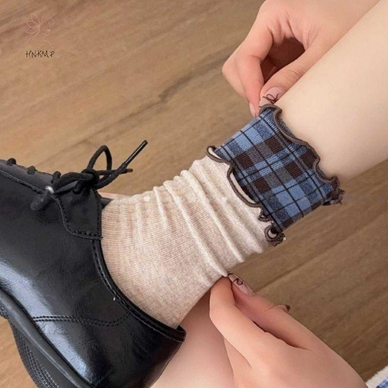 Hàn Quốc Tất Kẻ Sọc Với Màu SắcContrast, Phù Hợp Mặc Hàng Ngày