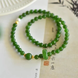 Xanh Chalcedony Hetian Jade Jasper Đôi Vòng Tròn Thiết Kế Vòng Tay Phù Hợp Với Jasper Chạy Vòng Giàu Có Pha Lê Vòng Tay