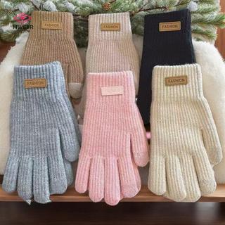 Găng tay cashmere dệt kim dành cho nữ, lót lông cừu dày ấm áp, phù hợp với thời tiết lạnh và phong cách Hàn Quốc