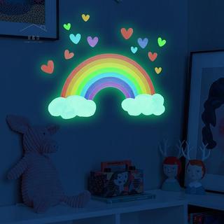 RO > Nhãn dán tường tình yêu đám mây cầu vồng phát sáng trong bóng tối Nhãn dán phòng khách Nhãn dán tường trang trí tự dính Mới