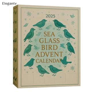 EGN Sea Glass Bird Advent Calendar 2025, Đếm ngược Giáng sinh ven biển 24 ngày với đồ trang trí thủy tinh biển, Trang trí ngày lễ độc đáo & Quà tặng N