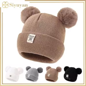 Siyuyan Thu Đông Cho Bé Mũ Dệt Kim Ấm Áp Với Pom Trẻ Em Đan Mũ Beanie Màu Trơn Mũ Trẻ Em Mũ Bé Cho Bé Trai Bé Gái VN