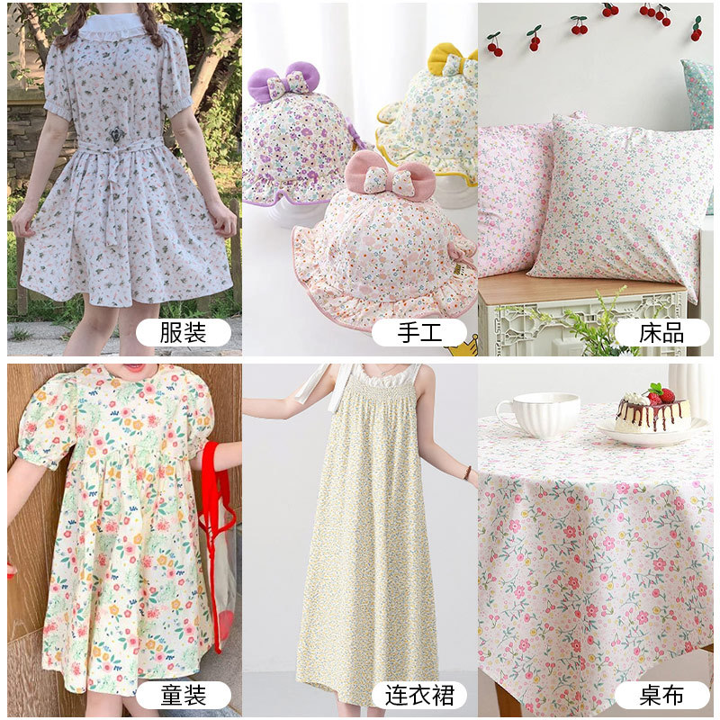 Vải cotton nguyên chất 50x160cm phong cách nông thôn in họa tiết hoa, phù hợp làm đồ handmade và may váy cho trẻ em