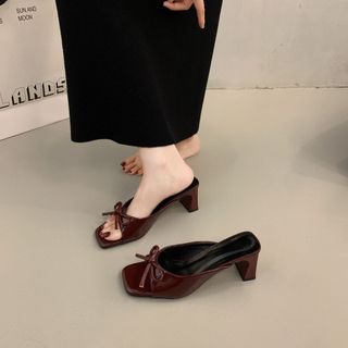 Phụ nữ Pháp Bow Thô gót giày cao gót gót cộng với kích thước