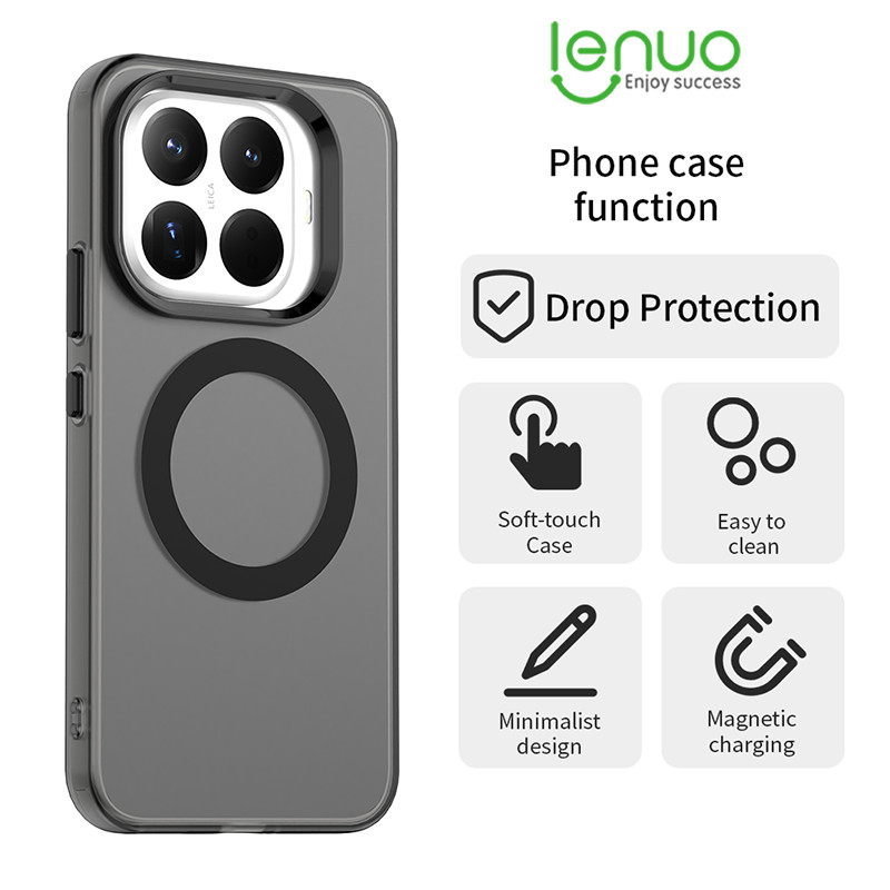Ốp điện thoại mờ từ tính Lenuo cho Xiaomi 17T 15T 14T Pro Xiaomi 17 Pro Max 15 14 Pro Ultra 5G Vỏ màu kẹo Vỏ mỏng địa chấn trong suốt
