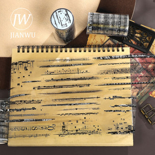 JIANWU 70mm * 10m Vintage Punk Số Chữ Phong Cảnh Chất Liệu Cắt Băng Thêu Sò PET Sáng Tạo DIY Tạp Chí Văn Phòng Phẩm