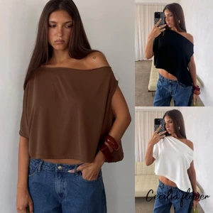 Áo crop-top lệch vai nữ - Áo thun có cánh tay phong cách thoải mái