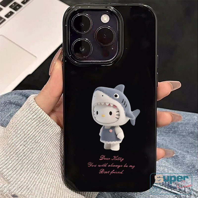 Ốp Lưng Tương Thích Cho IPhone 11 16 17 15 13 14 12 Pro Max Air 15 14 17 13 12 16 Pro 14 6s 7 8 16 15 Plus XR XS Max SE 2020 Thời Trang Dễ Thương Hello Kitty Cá Mập Chấm Bi Mũ mềm hình mèo
