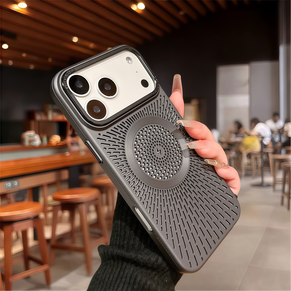 Ốp điện thoại từ tính tản nhiệt chất lượng cao cho iPhone 17 Pro Max 12 13 14 15 16 pro max 15 16 plus Bảo vệ ống kính chống rơi Vỏ cứng Vỏ điện thoại