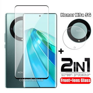 Kính cường lực cong 2in1 3D cho Huawei Honor X9d X 9D X9b X9a X9C X9 A X8a X7a X9 C HonorX9c HonorX9a HonorX9D 4G 5G Kính bảo vệ màn hình ống kính máy ảnh phía sau
