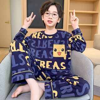 Bộ đồ ngủ bé trai 2026 – Pyjama siêu nhân hoạt hình, dài tay cotton mềm thoáng