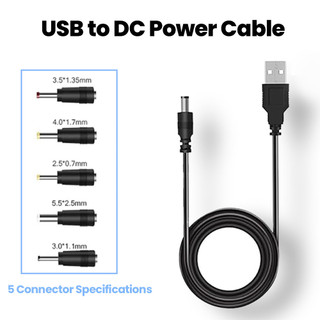 Cáp nguồn USB sang DC Elough Cáp sạc USB sang DC 5V với 5 bộ điều hợp cho bộ định tuyến Loa quạt Mini