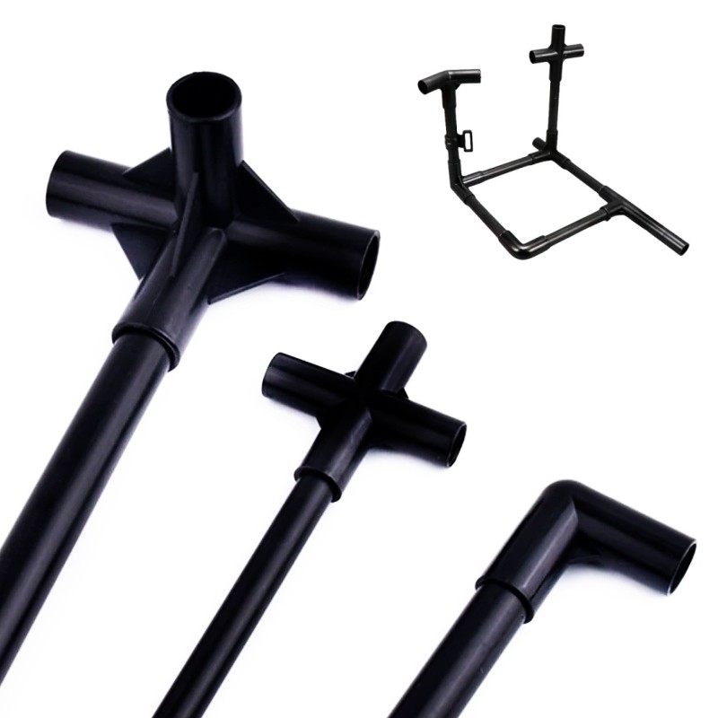 2 ~ 25 CÁI 8 / 12 / 16 / 19mm Đen ABS Phụ Kiện Nhựa PVC Đầu Nối Ống DIY Kệ Lều Cố Định Khớp Tee Bốn Chiều Khuỷu Tay Thẳng Khớp