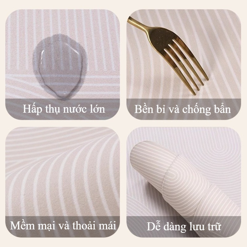 Bộ 2 Thảm Bếp Tảo Cát - Họa tiết hoạt hình dễ thương, thấm hút tốt, chống trượt hiệu quả và an toàn