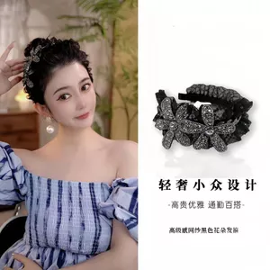 Huayan Tóc Lưới Đen Kim Cương, Hoa Tóc Chống Trơn Trượt, Phong Cách Pháp, Phù Hợp Làm Phụ Kiện Tóc