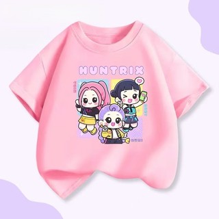 COD✅ (Hồ Chí Minh)  Áo thun in hình Hoạt hình Thợ săn Quỷ Kpop cho bé trai 2025, kiểu dáng thời trang, thoải mái mùa hè