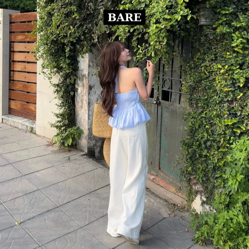 Áo Cổ Yếm Hoa Tiết Bo Chun Xoè Dáng Bí Peplum Áo Cổ Yếm Kẻ Sọc Năng Động A600 - A626 - A680