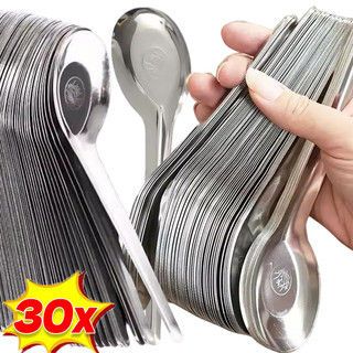 5 / 10 / 20 / 30 Chiếc Thìa Canh Đáy Phẳng Bằng Thép Không Gỉ - Bạc Món Tráng Miệng Muỗng Bộ Đồ Ăn Nhà Bếp