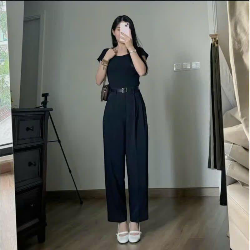 Quần công sở baggy thụng túi tròn vải gold nhật cao cấp , lưng cao cạp cao phong cách hàn quốc Q02