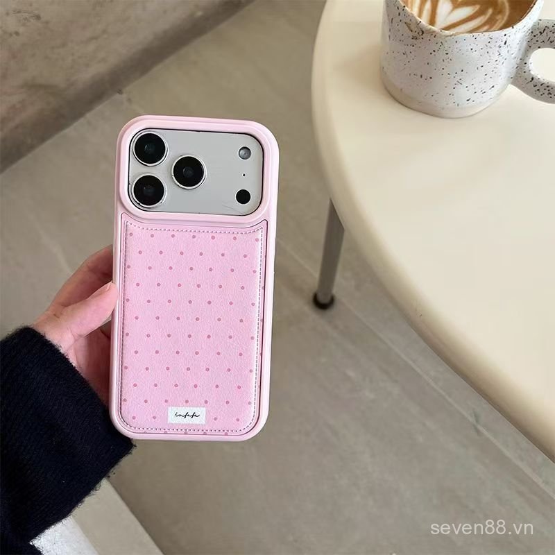 Ốp Điện Thoại Thích Hợp Cho iPhone 7 8 X XS XR XSMAX 11 12 13 14 15 16 17 Pro max Plus Đệm Không Khí Toàn Màn Hình Màu Hồng Chấm Bi Chống Sốc Vỏ Bảo Vệ Chống Sốc Bao Gồm Tất Cả WWPS