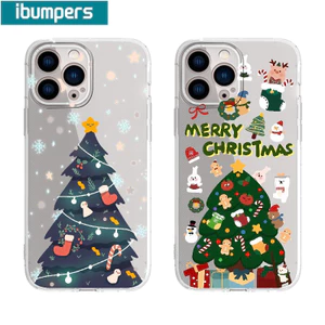 Ibumpers Ốp Điện Thoại Cây Giáng Sinh Trong Suốt Mềm Cao Cấp Chống Sốc Cho iPhone 11 12 13 14 15 16 17 Pro Max IP 7 8 Plus Iphon X XS XR Xs max