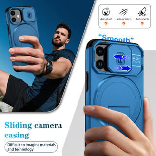 Dành Cho iphone 13 Mini / 12 Mini Ốp điện thoại Trượt Camera Đứng Ẩn Từ Tính Sẵn Sàng Lưng Cứng Khung Silicon Mềm Chống Rơi Mỏng Bao