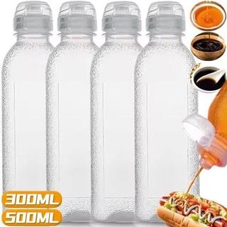 1 / 3 / 5 Cái 300 / 500ml Chai Dầu Bóp Nhà Bếp - Hộp Đựng Nước Sốt BBQ Salad Trong Suốt Bằng Nhựa