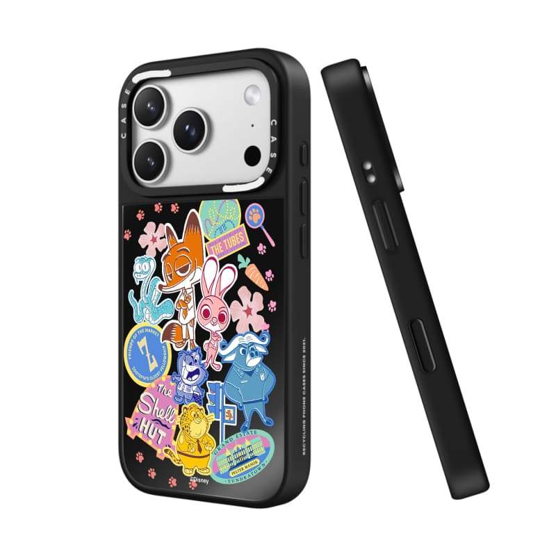 CASECASE X Zootopia 2 Stickermania Ốp Lưng Đen & Bạc Gương Hút Từ Tính iPhone Dành Cho IPhone 17 Air 16 15 14 13 12 Pro Max Plus Ốp Lưng Cứng Có Hộp Khắc logo