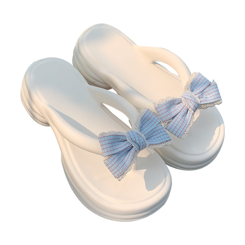 XIXITIAO Nơ Dễ Thương Flip-Flops Mặc Ngoài Trời Đi Biển Flip-Flops Dép Dép Nữ Mùa Hè