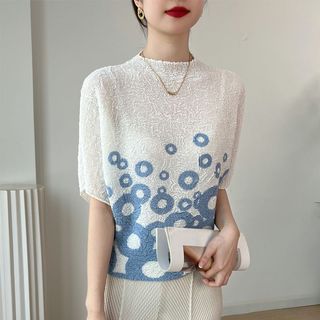 Miyake Áo Thun Ngắn Tay Xếp Ly Cho Nữ, Phù Hợp Mùa Hè, Thiết Kế Đơn Giản Thời Trang