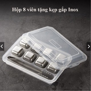 Bộ 8 viên đá vĩnh cửu, tặng kẹp tinh tế! Bề mặt đánh bóng inox 304, làm lạnh nhanh gấp 3 lần.
