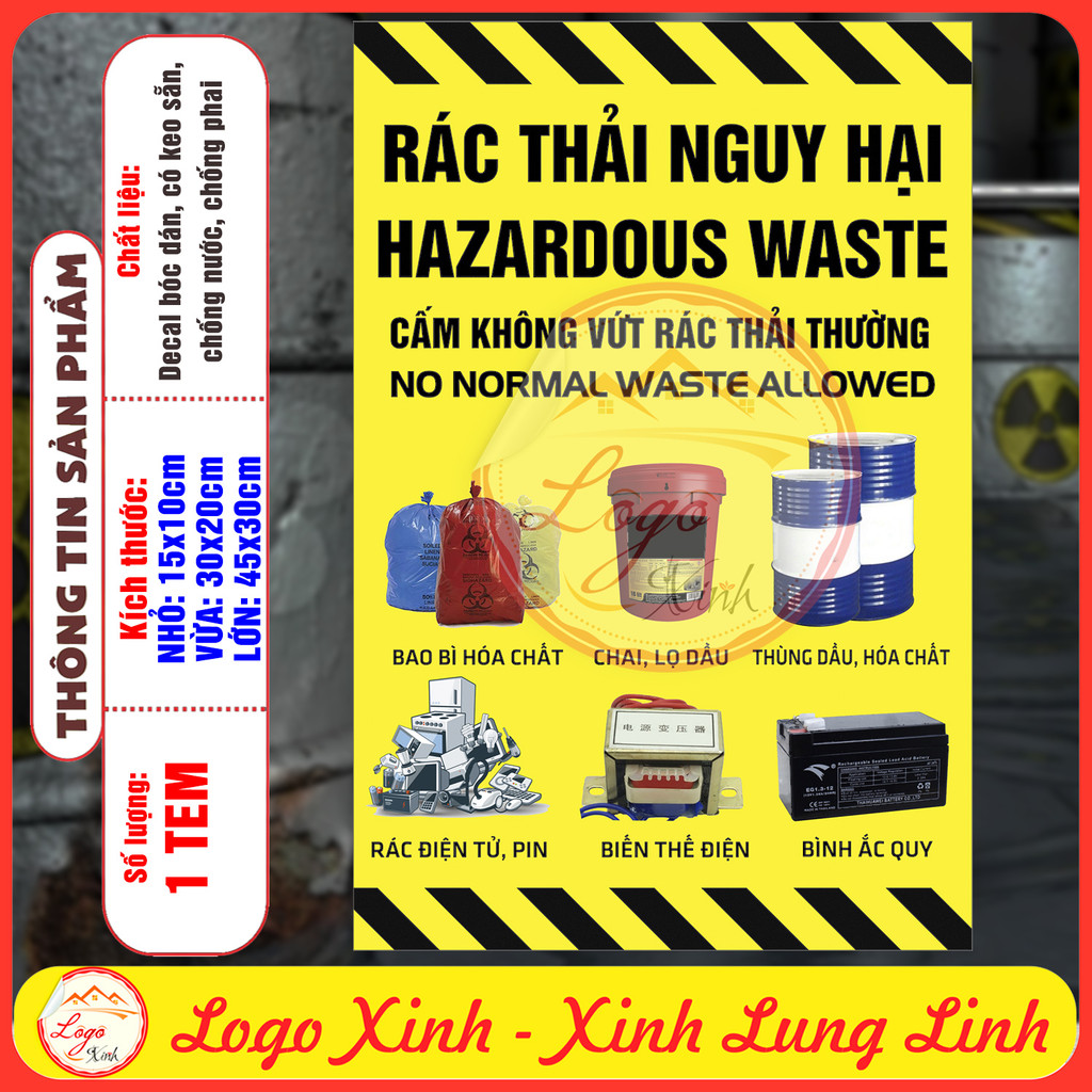 Tem Decal PHÂN LOẠI RÁC THẢI THƯỜNG - RÁC THẢI SINH HOẠT - RÁC THẢI ...