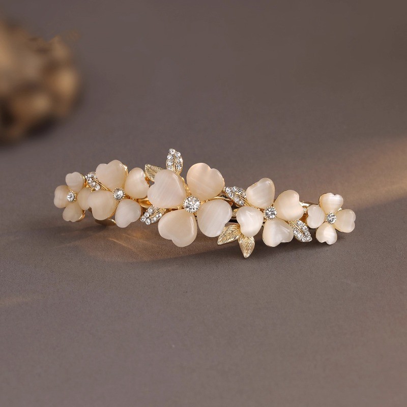 Kẹp tóc Opal Mắt Sao Sáng với Kim Cương Giả - Phong Cách Thanh Lịch Cho Mái Tóc Phía Sau