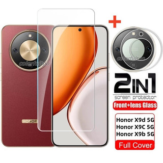 Kính cường lực phía trước 2 trong 1 9H Clear HD cho Honor X9D X 9D X9C X9B HonorX9C 4G 5G Full Cover Keo bảo vệ màn hình máy ảnh trong suốt Phim bảo vệ ống kính phía sau cho HonorX9d 2025