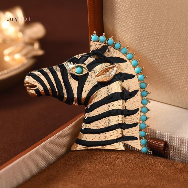 Ve áo pin ngộ nghĩnh kim loại họa tiết ngựa vằn, phù hợp làm quà tặng và phụ kiện áo khoác