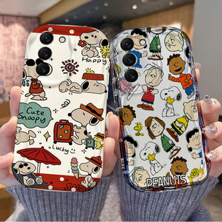 Ốp Điện Thoại Cho Samsung Galaxy S24 S25 Ultra FE S24 Plus A24 A22 A23 A52 A52S 5G Bìa Phim Hoạt Hình Dễ Thương Hợp Thời Trang Snoopy Chống Sốc Bảo Vệ Camera Trong Suốt Kem Sóng Cạnh