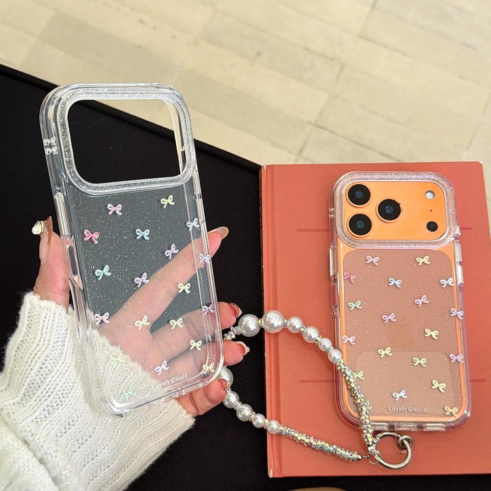 Ốp lưng cứng trong suốt Tương thích với iPhone 13 14 14Pro 14ProMax 15 15Pro 15ProMax 16 16Pro 16ProMax 17 17Pro 17ProMax Ốp họa tiết nơ đầy màu sắc