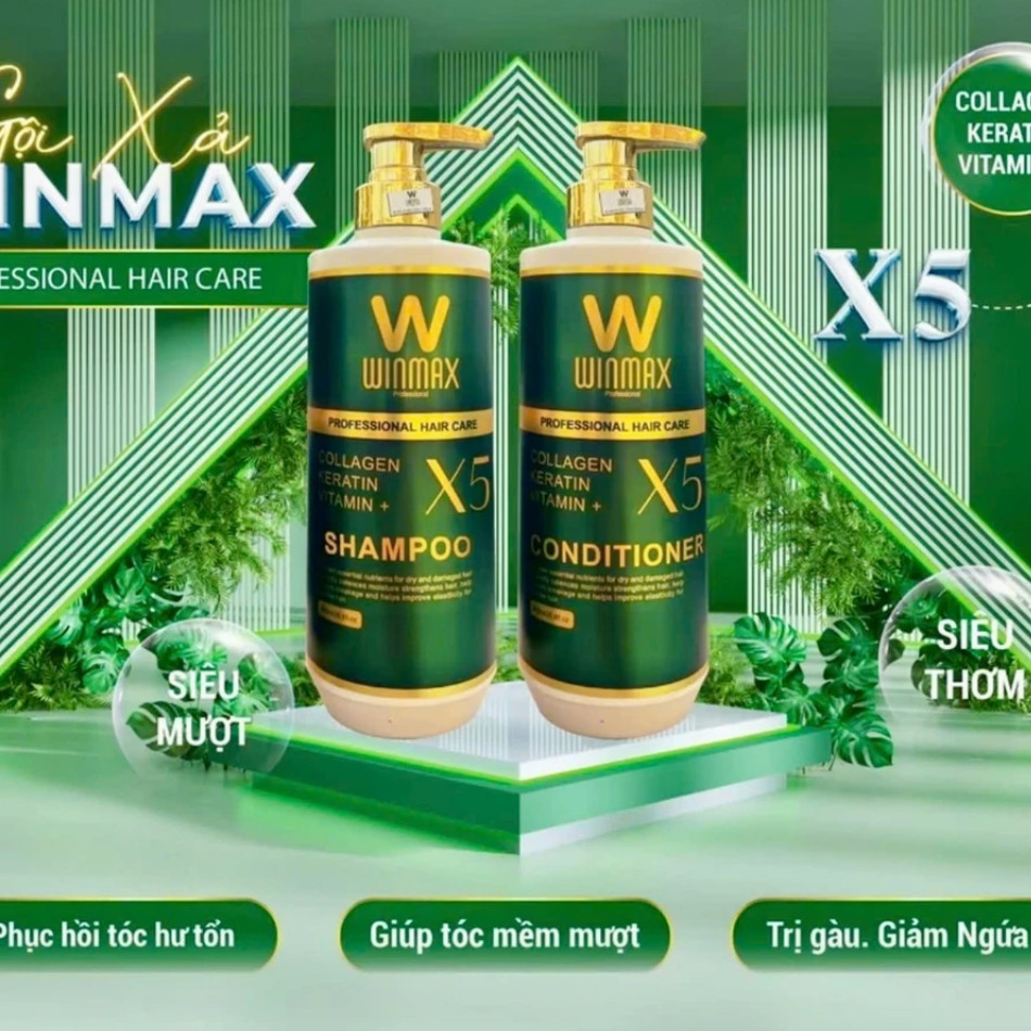 Dầu gội đầu Winmax X5 800ml hương nước hoa, sạch gàu, mềm mượt tóc, phục hồi hư tổn | Trunghair