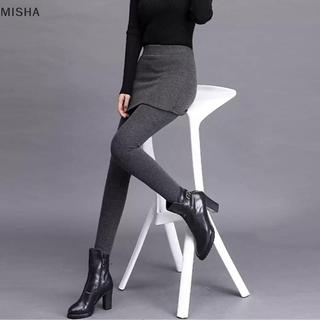 Misa Quần Legging Nữ Giả Hai Miếng Váy Quần Co Giãn Eo Ấm Áp Ôm Váy Legging
