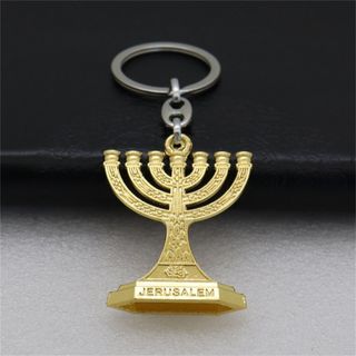 Móc khóa Menorah Do Thái - 12 bộ lạc Israel 7 nhánh Giá đỡ nến Jerusalem