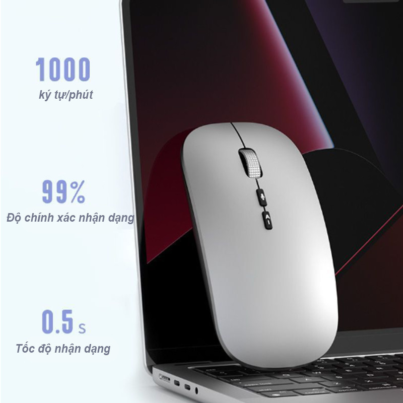Chuột không dây bluetooth,Chuột giọng nói AI thông minh,Nhận Diện Giọng Nó,Sạc Pin Type-C Tiện Lợi