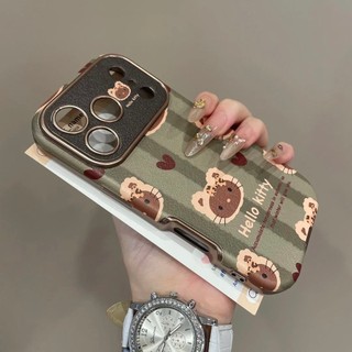 Ốp điện thoại cửa sổ lớn sọc xanh sang trọng KT Cat cho iPhone17 16 15 14 13 12 11 Pro Max Bảo vệ Camera chống sốc Vỏ mềm chống rơi